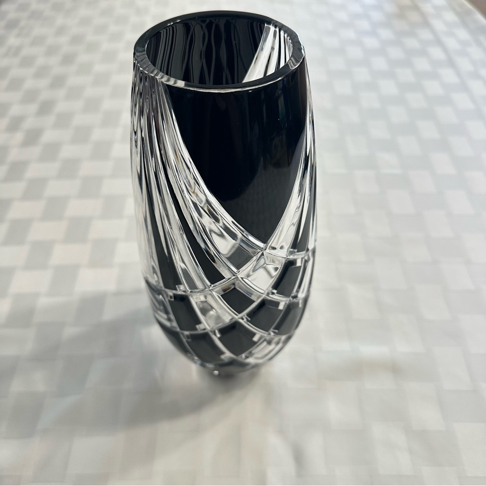 Black Crystal Cut Vase